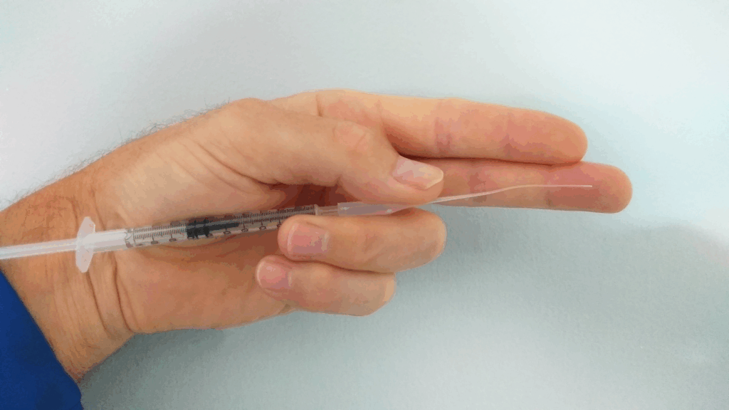 Flexible micro capillary attachment for Syringes for use in Nasal Flushing very small Tortoises